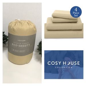 Cosy House Premium Bamboo King Sheet Set TAUPE Hypoallergenic Microbial New